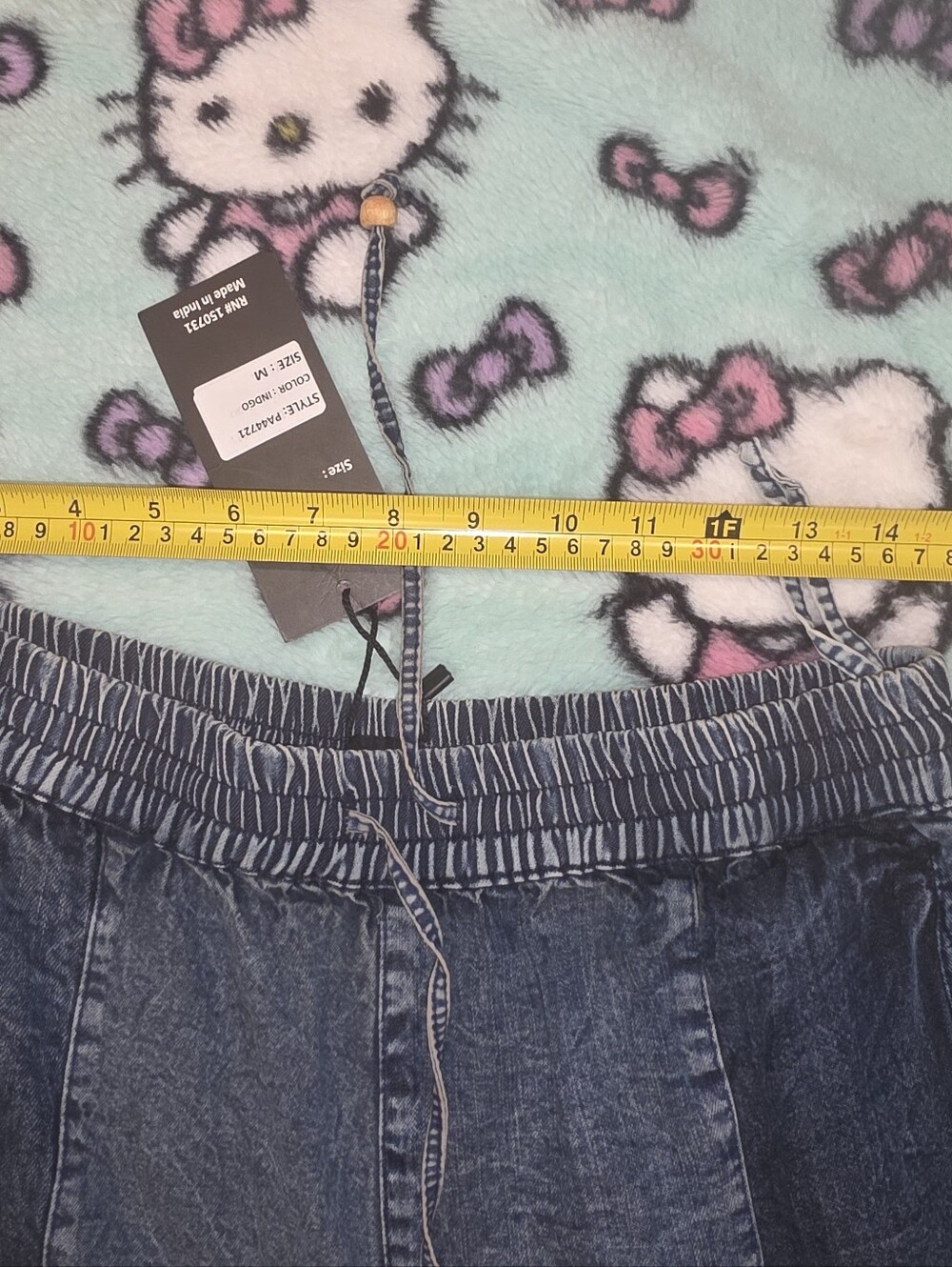 Young Threads Women's Patchwork Wide Leg Pants - Multi Denim - Picture 3 of 3